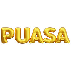 3D Puasa Golden Balloon Text