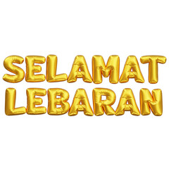 3D Selamat Lebaran Golden Balloon Text