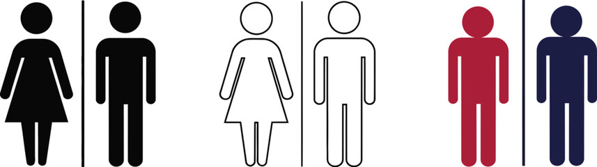 Restroom signs gender icons toilet door symbols wc lavatory