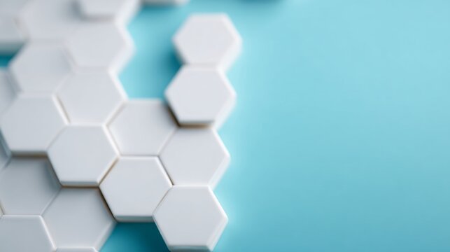 Hexagonal Harmony, a minimalist design featuring isolated geometric patterns of hexagons against a clean background, emphasizing simplicity and spaciousness.