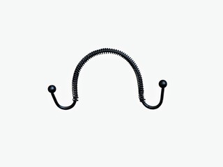 The white background in the picture is a black metal handle with a spiral pattern. It is used as a material for use as a handle for baskets or trays. It is beautifully decorated and strong.