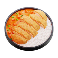 3D Chicken Katsu Curry Rice Illustration