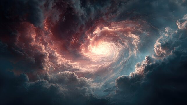 Spiral vortex of swirling clouds