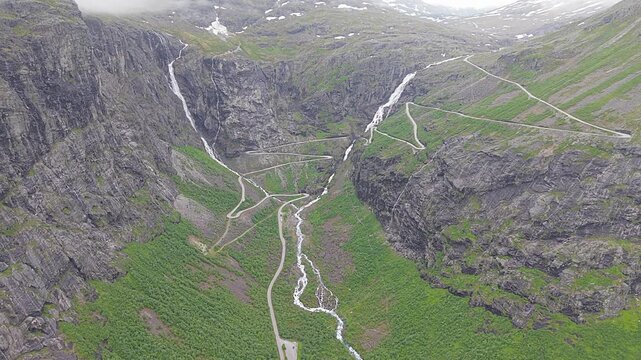 Scenic view near Trollstigen Viewpoint in Trollstigen, Andalsnes, Norway