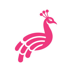 Vibrant pink peacock silhouette vector illustration elegant bird icon exotic wildlife art