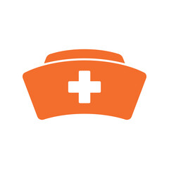 Obraz premium Orange nurse cap vector illustration medical symbol healthcare profession headwear hospital service icon isolated eps graphic