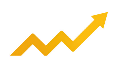 yellow arrow upward graph moving up direction isolated on transparent background Remove png, Clipping Path, pen tool