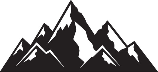 Vector art of black and white silhouette of majestic mountain peaks © Jihad
