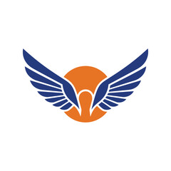 Winged sun logo vector abstract emblem freedom symbol aviation icon creative design