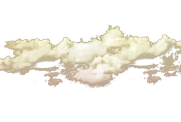 Fototapeta premium Realistic clouds fog steam flow isolated on transparent background, smoke gas with orange clouds cutout.
