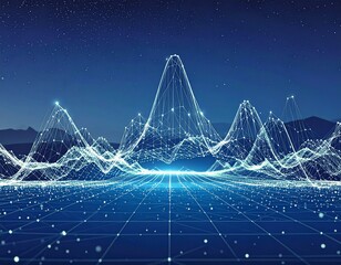 Curve representing technology and data wave form background, with glowing edges surrounded