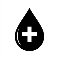 Fototapeta premium icon of a blood drop with a white cross inside