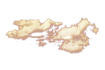 Realistic clouds fog steam flow isolated on transparent background, smoke gas with orange clouds cutout.