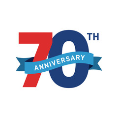 70th anniversary celebration ribbon vector illustration seventy years milestone event