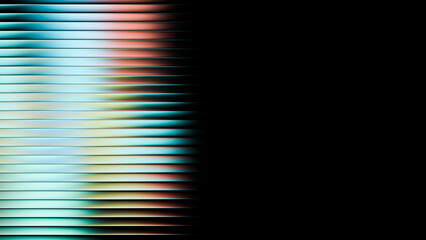 Abstract design featuring parallel Blue, Green and Copper gradient lines on a black background. Modern digital design asset.