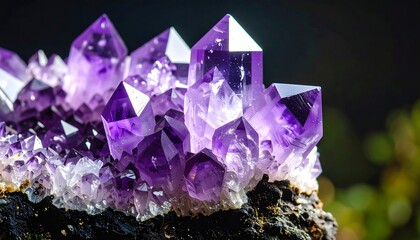 Fototapeta premium Amethyst Geode Crystals Closeup.