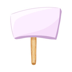 Signboard with a wooden handle stands for messages or announcements, for various events and gatherings.
