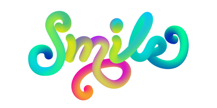 Colorful 3D Gradient Typography of Word SMILE