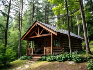wooden house in the woods