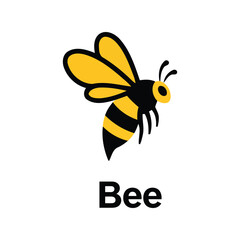 Cute cartoon bee illustration flying insect nature wildlife isolated vector graphic