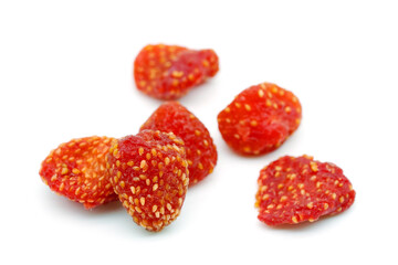 Dried strawberries isolated on white background