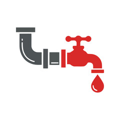 Plumbing pipe and faucet vector illustration water supply dripping tap plumbing icon home repair graphic