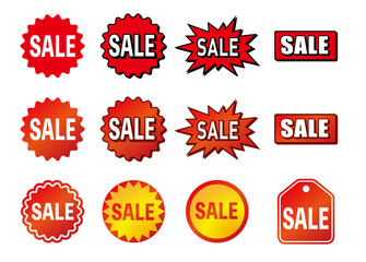 Sale Labels and Discount Pop Icons Set