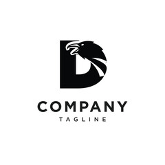 Letter D Crow Logo Icon Vector