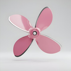 3D Render Of Pink Propeller Isolated Against A White Background