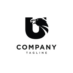 Letter U Crow Logo Icon Vector