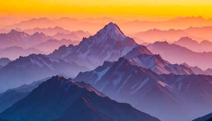 Fototapeta premium Stunning mountain range at sunset with layered peaks