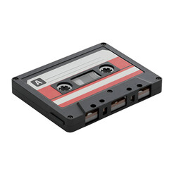 Fototapeta premium 3D Rendered Cassette Tape Isolated on Transparent Background Red and Black Colors