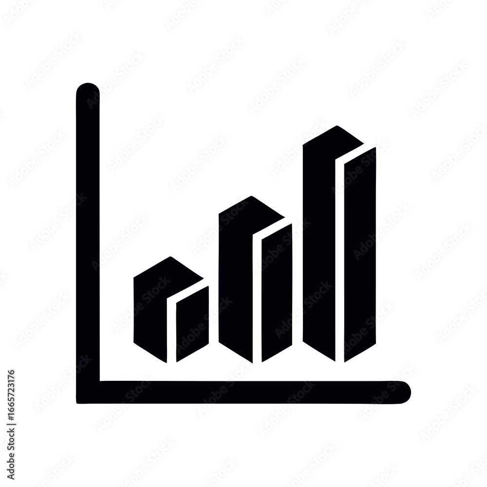 Wall mural black and white bar chart icon illustrating growth and trends for business presentations and data an