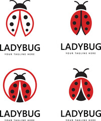 Lady bug logo template vector illustration icon set