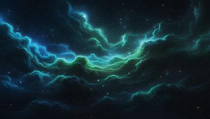 Vast Blue Green Cosmic Nebula with Stars and Galaxies – Hyper-Realistic 8K Space Scene, Majestic Sci-Fi Astronomy Fantasy Artwork.
