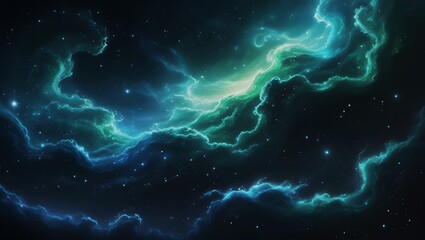 Vast Blue Green Cosmic Nebula with Stars and Galaxies – Hyper-Realistic 8K Space Scene, Majestic Sci-Fi Astronomy Fantasy Artwork.