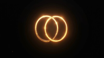 Glowing neon circles intertwine in a mesmerizing dance of light, symbolizing connection, infinity, and the eternal flow of energy in a modern and abstract design on a dark background