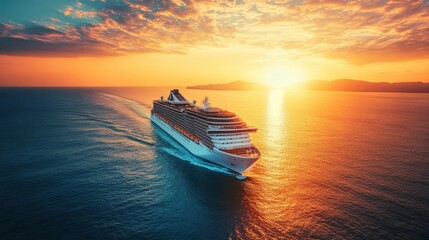 Fototapeta premium Cruise At Sunset In Ocean