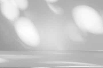 Wall interior background, studio and backdrops show products.with shadow from window color white and grey. background for text insertion and presentation product