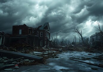 Devastated Street After Tornado