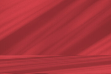 Wall interior background, studio and backdrops show products.with shadow from window color Red background for text insertion and presentation product	
