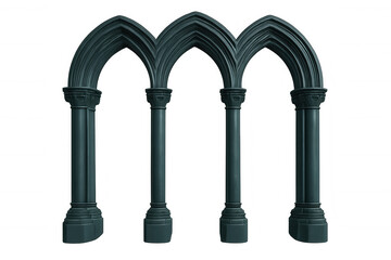 Intricate gothic arches supported by detailed columns stand on a transparent background, ready to be incorporated into any design