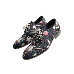Candy Cane and Confetti Decorated Men's Dress Shoes