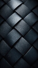 Dark, textured woven pattern; interlaced bands create geometric design