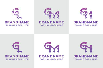 Letters GL GM GN Technology Logo Set, for LG MG NG initials