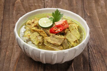 Soto Daging. Soto meat is a soupy dish made from beef stock seasoned with various spices
