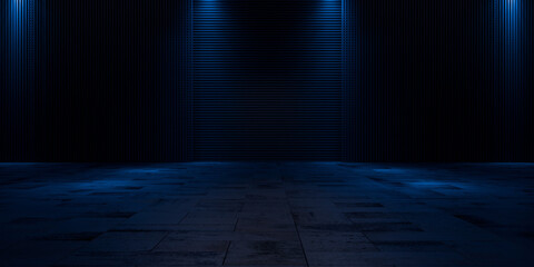 Glowing Laser Tunnel With Harsh Tech Light and Concrete Sci Fi Corridor Interior Architecture Design Cyberpunk Structure Industrial Look 3D Rendering © IM_VISUALS