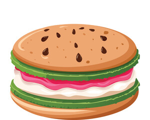 Delicious Layered Sandwich Cookies with Sweet Cream Filling - Vector Illustration