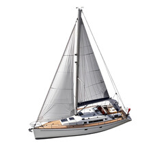 Fototapeta premium Sleek Sailing Yacht with Unfurled Sails and Modern Design on a Transparent Background