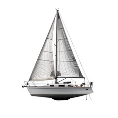 Elegant Sailing Yacht with Full Sails and Modern Rigging on a Transparent Background
